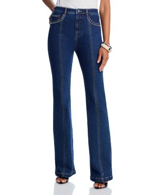 Studded Single Heart Shailene High Rise Jeans in Oceane/Silver