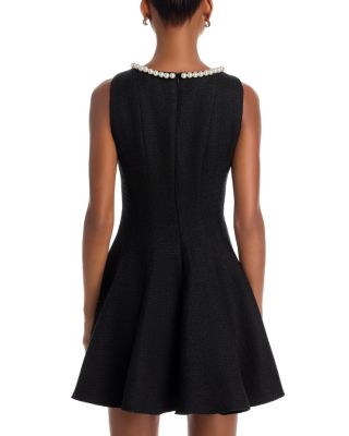 Faux Pearl Trim Tweed Sleeveless Mini Dress - Exclusive