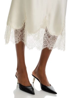 Lace Trim Satin Midi Slip - Exclusive 