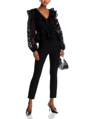 V Neck Long Sleeve Lace Top - Exclusive 