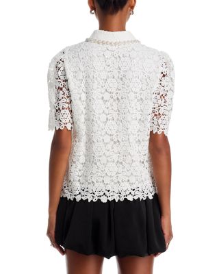 Embellished Collar Lace Top - Exclusive