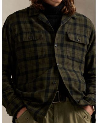 Classic Fit Plaid Flannel Camp Shirt