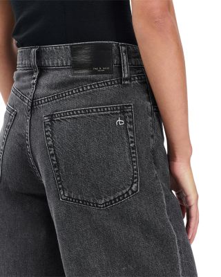 High Rise Wide Leg Ankle Jeans in Raven