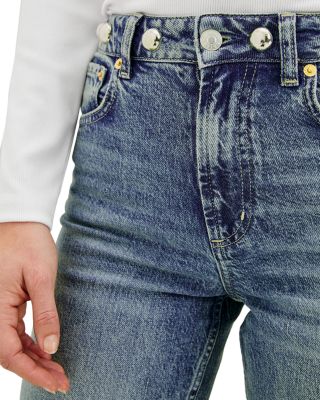 Topanga High Rise Studded Waist Straight Jeans in Desert Sky