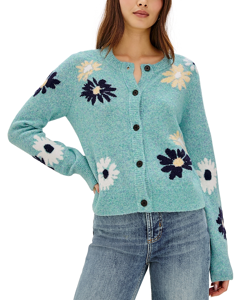 Rails Millie Floral Intarsia Cardigan In Blue