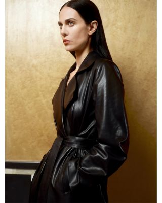 Kasha Leather Belted Coat