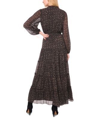 Tie Neck Tiered Maxi Dress