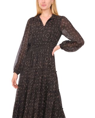 Tie Neck Tiered Maxi Dress