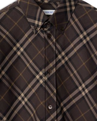 Check Cotton Flannel Relaxed Fit Long Sleeve Shirt