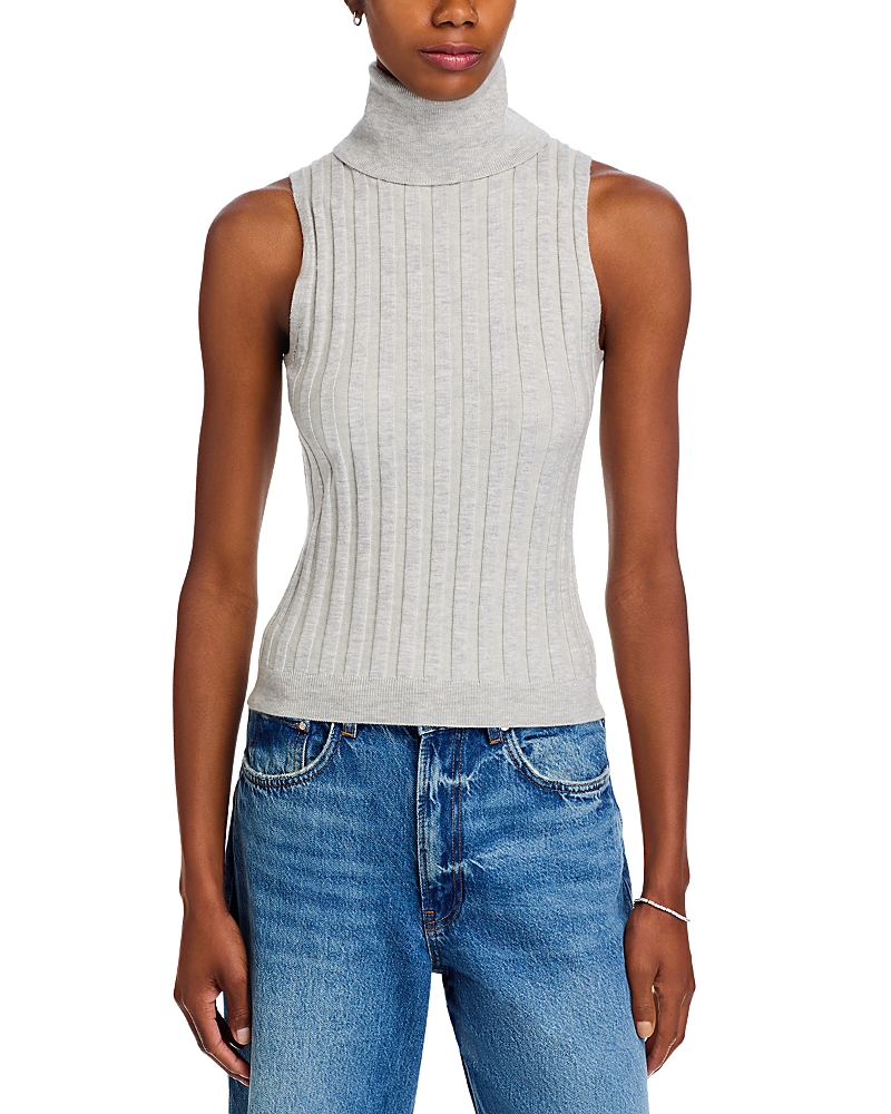 French Connection Padma Fine Knit Turtleneck Tank Top In Gray