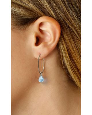 Aquamarine Briolette Sweep Threader Earrings in 14K White Gold