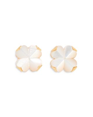 Spade Flower Stone Stud Earrings
