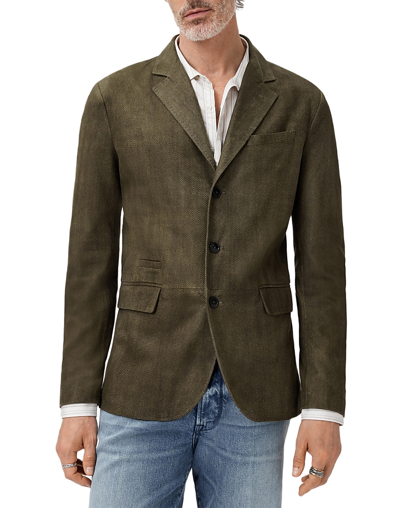 John Varvatos Rind Leather Jacket In Green