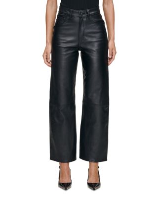 Karmine Leather Refined Wide Leg SculptSystem High Rise Jeans in Obsidian