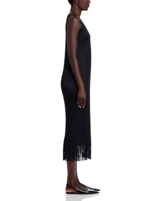 Wave Pliss&eacute; Fringe Hem Dress