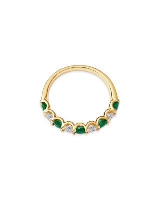 Gemstone & Diamond Band Ring in 14K Yellow Gold