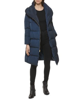 Taffeta Down Zip Front Coat