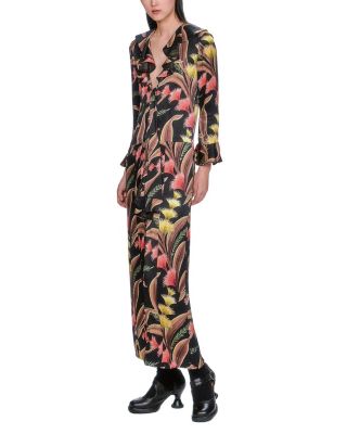 Feather Fern Ruffle Tie Dress