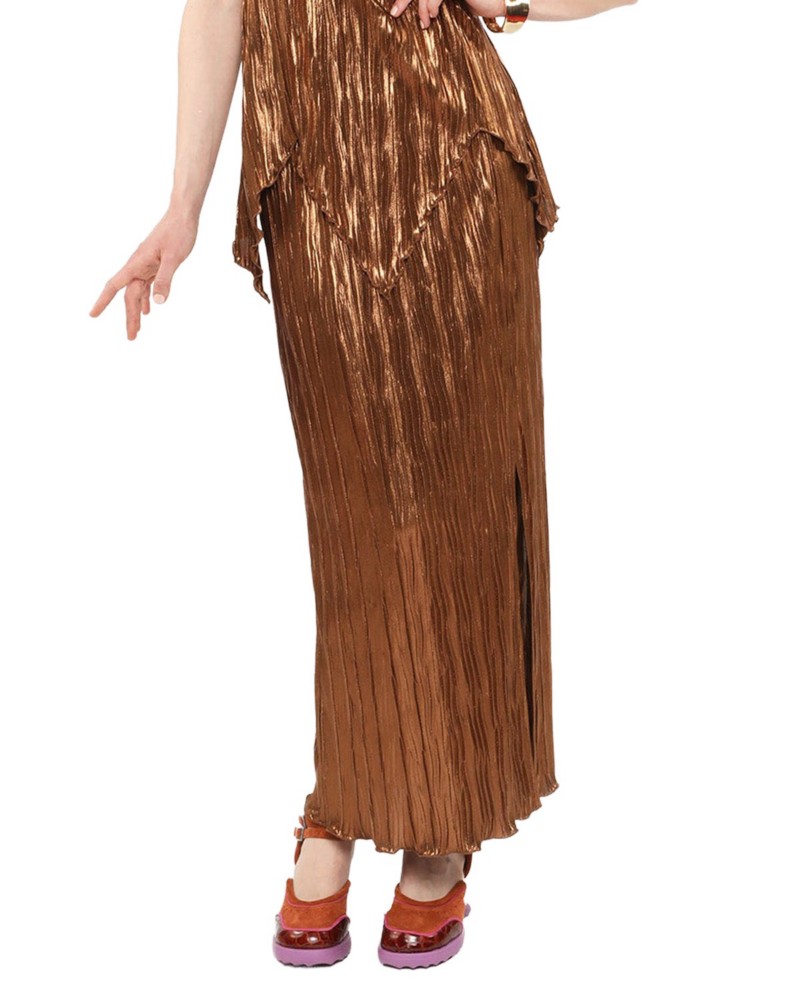 Anna Sui Pleats Skirt in Bronze