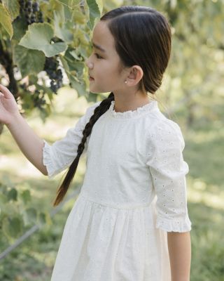 Girls&#39; Organic Flutter Sleeve Tiered Eyelet Dress - Little Kid, Big Kid