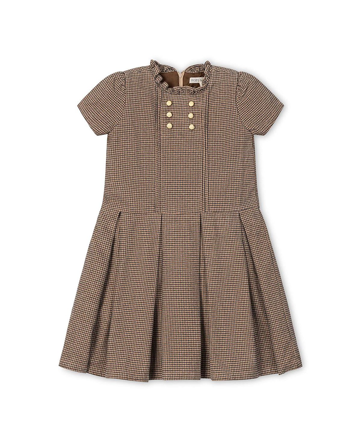 Hope & Henry Girls' Organic Ruffle Collar Pintuck Drop Waist Dress - Little Kid, Big Kid
