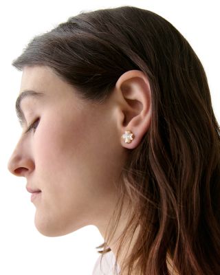 Spade Flower Stone Stud Earrings