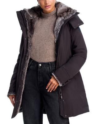 Faux Fur Trim Hooded Coat