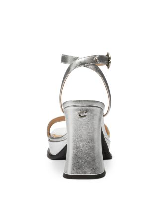 Women's Tea Rose Silver Leather Platform Sandals