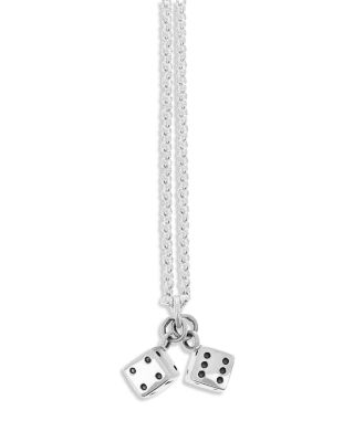 Dice Pendant Necklace in Sterling Silver
