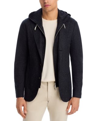 Flannel Slim Fit Sport Coat with Removable Full Zip Hoodie