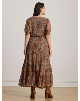 Plus Paisley Belted Crinkle Georgette Dress