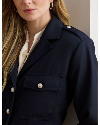 Cropped Wool Blend Twill Jacket