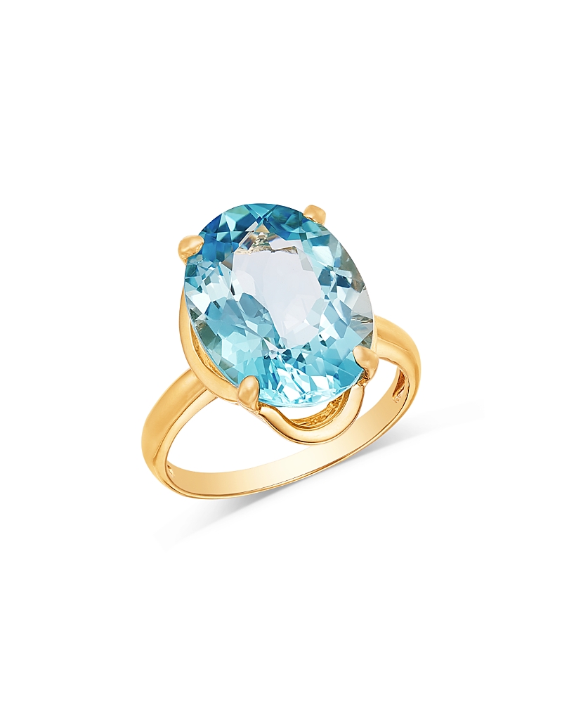 Bloomingdale's Fine Collection Sky Blue Topaz Oval Ring in 14K Yellow Gold