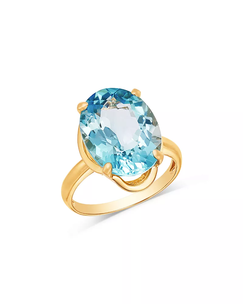 Bloomingdale's Fine Collection Sky Blue Topaz Oval Ring in 14K Yellow Gold