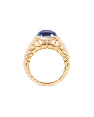 Blue Topaz Cabochon Ring in 18K Yellow Gold