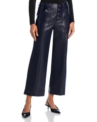 Faux Leather Dorothea High Rise Ankle Jeans in Black