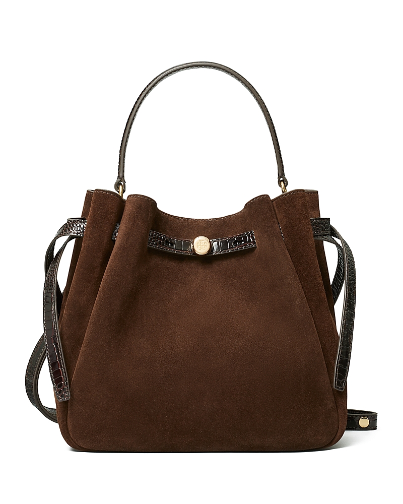 Tory Burch Romy Suede Belted Bucket Bag