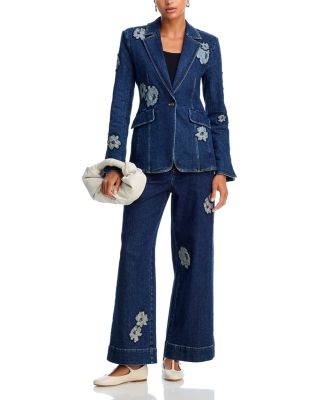 Milly Denim Appliqu&amp;eacute; Blazer