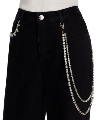 Swift Embellished Straight Jeans in Black
