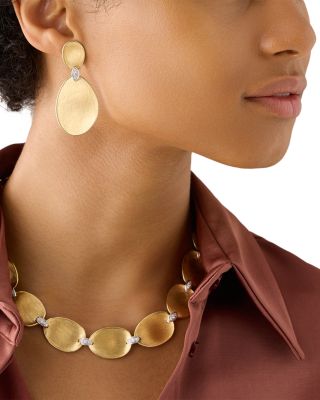 Diamond Pav&eacute; Double Drop Earrings in 18K White & Yellow Gold, 0.10 tcw