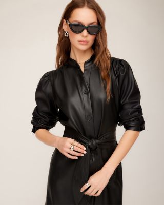 Jennifer Faux Leather Shirtdress