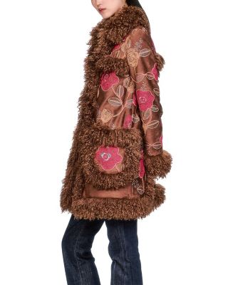 Poiret Faux Fur Trim Coat