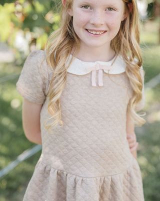  Girls&#39; Short Sleeve Quilted Dress with Eyelet Collar - Little Kid, Big Kid