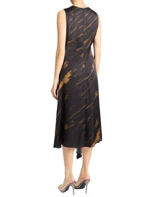  CECILIA Sleeveless Midi Dress in Abstract Crepe