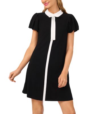 Tie Neck Puffed Sleeve Dress