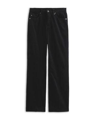 Brinley Mid Rise Straight Corduroy Jeans in Super Black