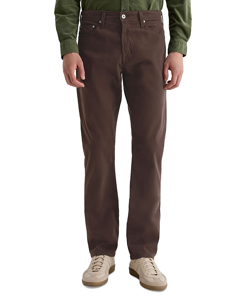 Ag Everett 34 Slim Straight Twill Pants In Raw Umber In Brown