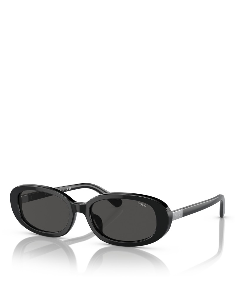 Polo Ralph Lauren Oval Sunglasses, 53mm in Shiny Black