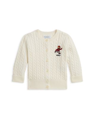 Girls' Polo Bear Min Cable Cotton Cardigan - Baby