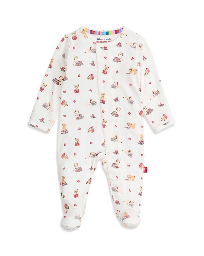 Magnetic Me Unisex Pup Fiction Printed Footie - Baby In White